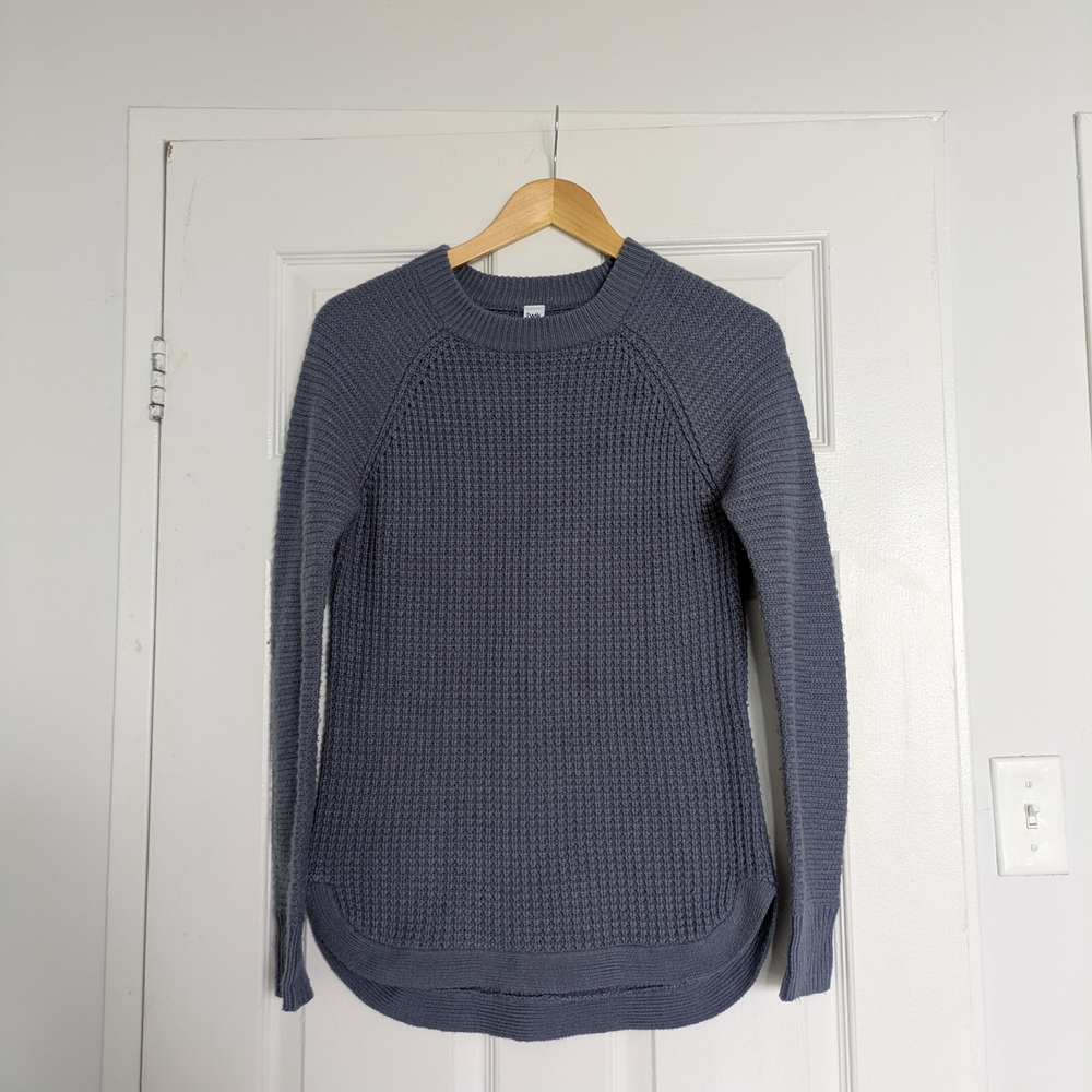 Twik Textured Knit Crew Neck Sweater in Charcoal Blue
